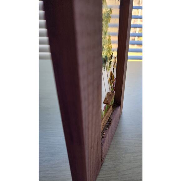 PICTURE*-Handcrafted Reclaimed Wood-Painted Glass-3D Wood Swing - Picture 3 of 9